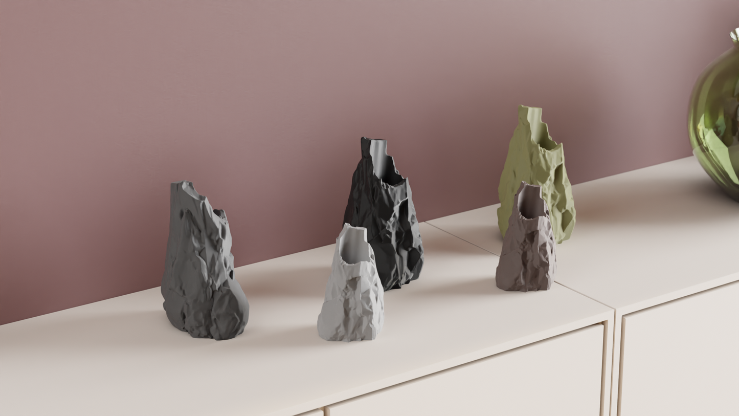 Rock Vase, Sculptural Organic Vessel, Geometric Tabletop Accent, Contemporary Decor