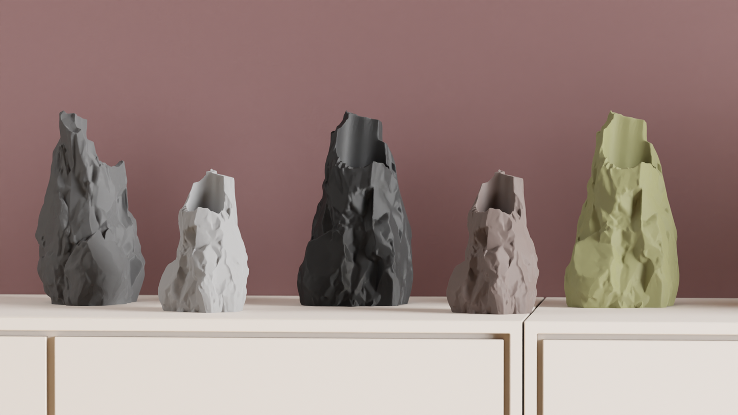 Rock Vase, Sculptural Organic Vessel, Geometric Tabletop Accent, Contemporary Decor