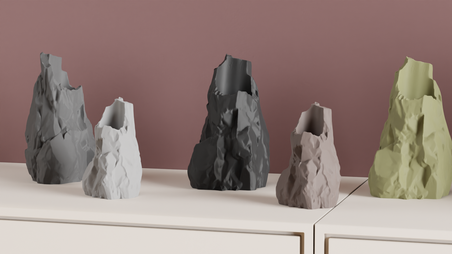 Rock Vase, Sculptural Organic Vessel, Geometric Tabletop Accent, Contemporary Decor