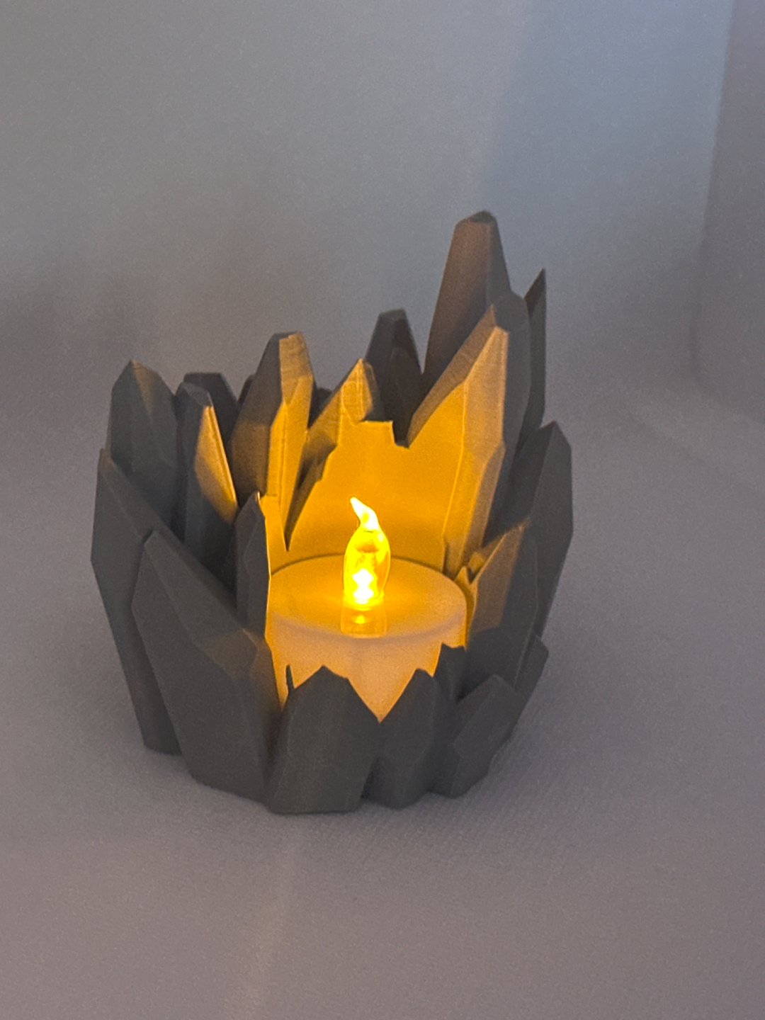 Tealight Holder, Crystal Geometry Ambient Tabletop Accent Nightstand Minimalist Sculptural