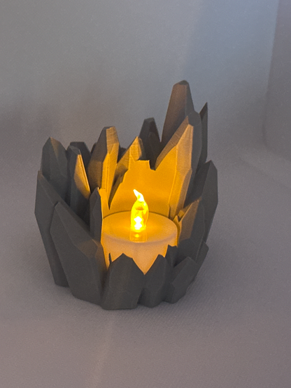 Tealight Holder, Crystal Geometry Ambient Tabletop Accent Nightstand Minimalist Sculptural