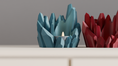 Tealight Holder, Crystal Geometry Ambient Tabletop Accent Nightstand Minimalist Sculptural