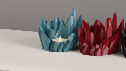 Tealight Holder, Crystal Geometry Ambient Tabletop Accent Nightstand Minimalist Sculptural