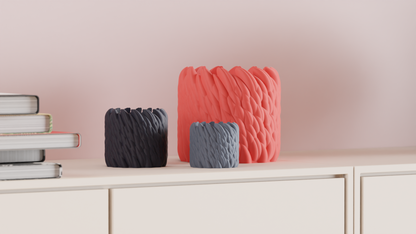 Original Stylish Planter Pot Wool-Like Texture, Elegant Geometric Handcrafted Workspace Container, Modern Rustic Decor