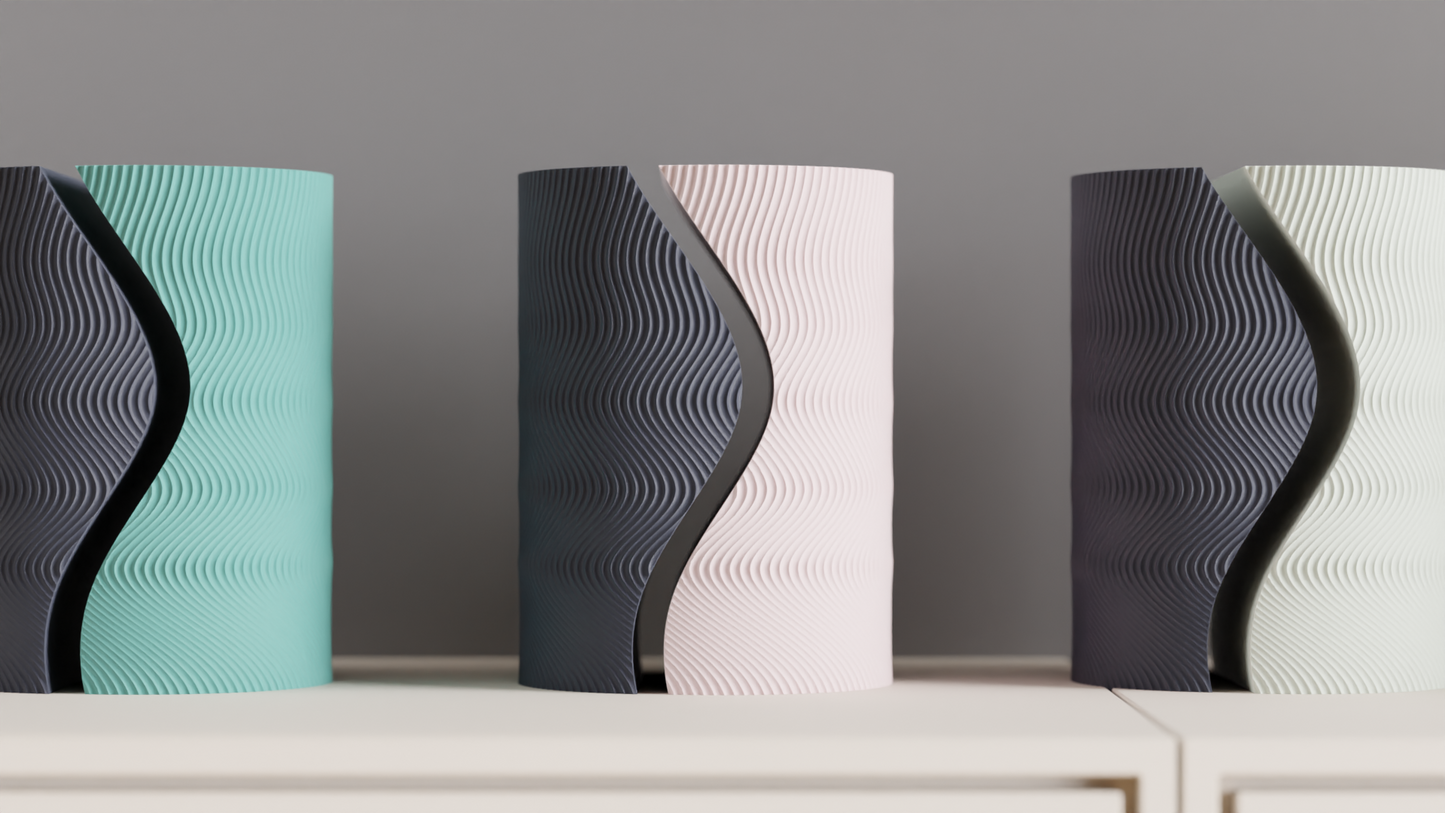 Split Vase Tabletop Centerpiece, Sculptural Layered Texture Decorative Holder Contrast