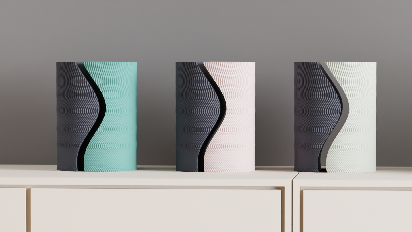 Split Vase Tabletop Centerpiece, Sculptural Layered Texture Decorative Holder Contrast