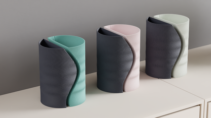 Split Vase Tabletop Centerpiece, Sculptural Layered Texture Decorative Holder Contrast