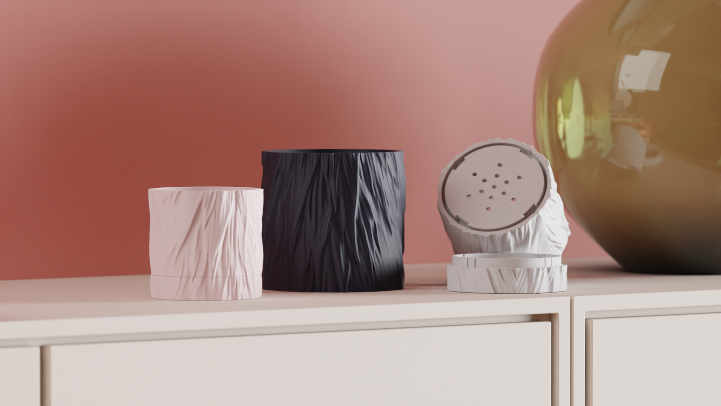 planter pot, selfdraining geometric sculptural locking drip tray organizer desktop