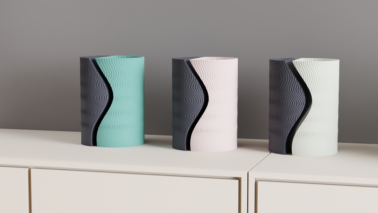 Split Vase Tabletop Centerpiece, Sculptural Layered Texture Decorative Holder Contrast