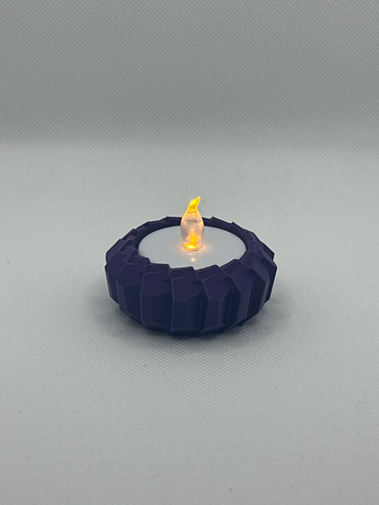 tealight holder, angular geometric sculptural accent, minimalist tabletop ambient centerpiece