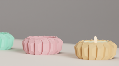 tealight holder, angular geometric sculptural accent, minimalist tabletop ambient centerpiece