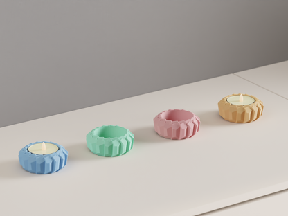 tealight holder, angular geometric sculptural accent, minimalist tabletop ambient centerpiece