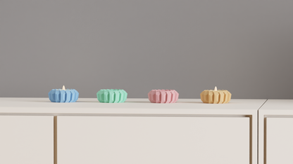 tealight holder, angular geometric sculptural accent, minimalist tabletop ambient centerpiece