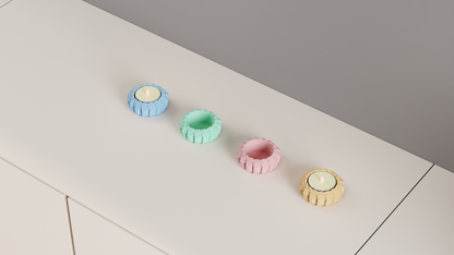 tealight holder, angular geometric sculptural accent, minimalist tabletop ambient centerpiece