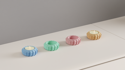 tealight holder, angular geometric sculptural accent, minimalist tabletop ambient centerpiece