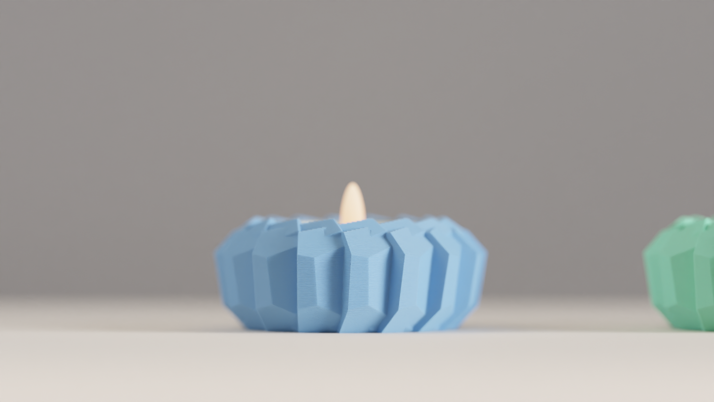 tealight holder, angular geometric sculptural accent, minimalist tabletop ambient centerpiece