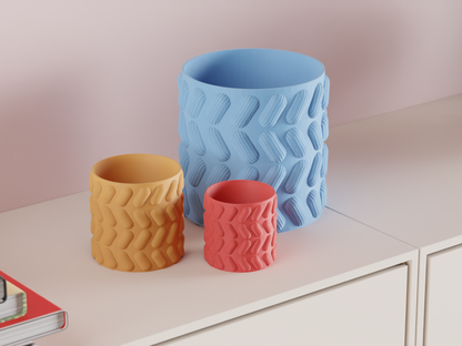 Planter Pot, Pill Pattern Succulent Holder, Contemporary Desktop Organizer Accent