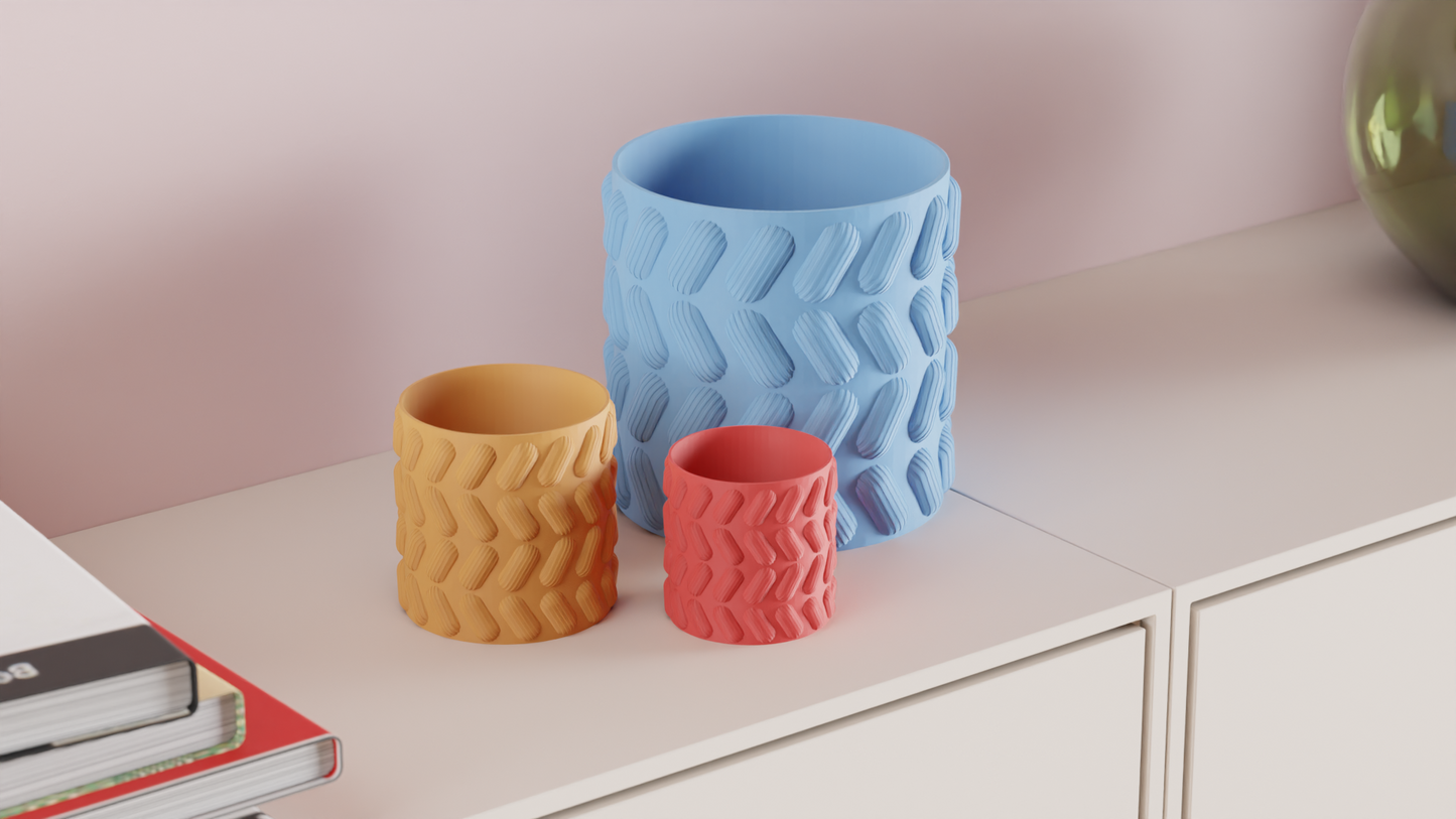 Planter Pot, Pill Pattern Succulent Holder, Contemporary Desktop Organizer Accent