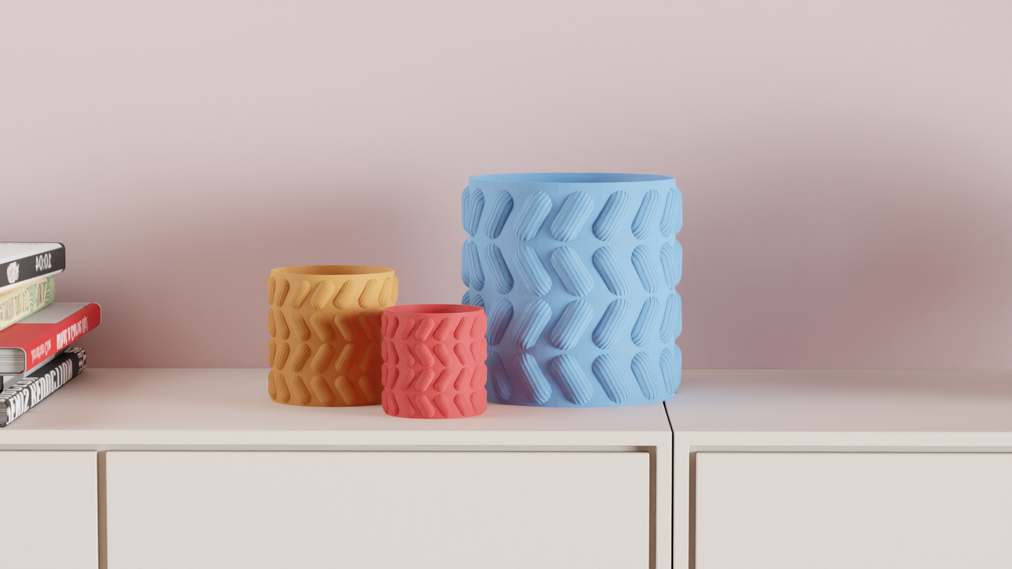 Planter Pot, Pill Pattern Succulent Holder, Contemporary Desktop Organizer Accent