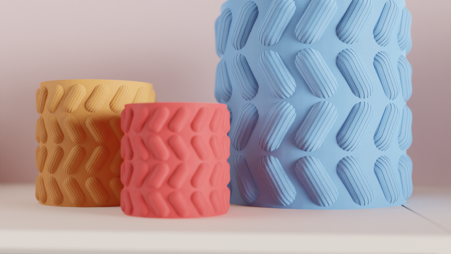 Planter Pot, Pill Pattern Succulent Holder, Contemporary Desktop Organizer Accent