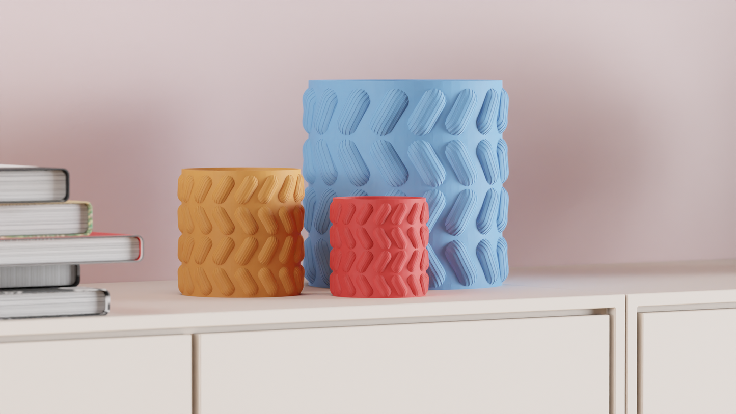 Planter Pot, Pill Pattern Succulent Holder, Contemporary Desktop Organizer Accent