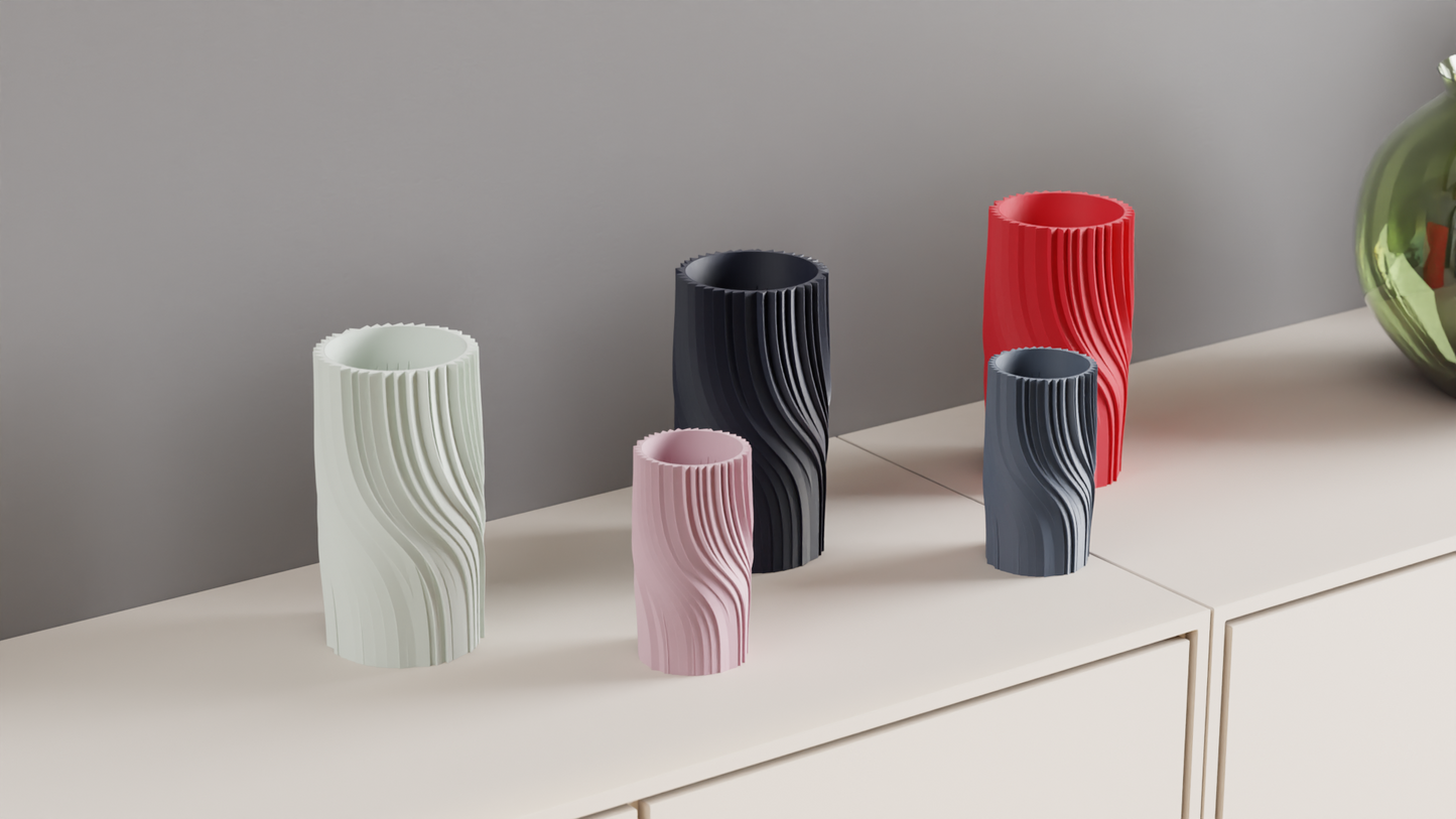 Twisted Vase, Spiral Centerpiece Contemporary Minimalist Tabletop Flower Holder Sculptural