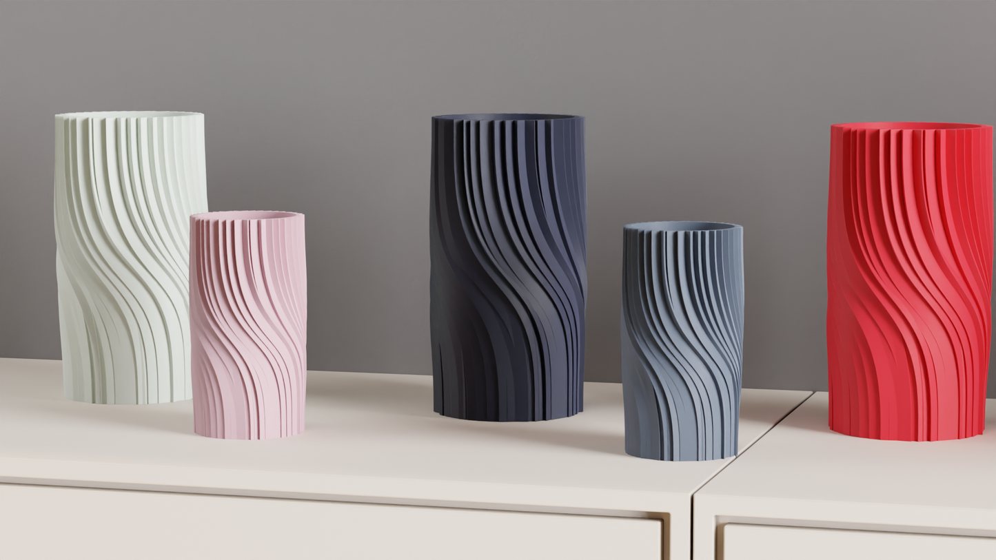 Twisted Vase, Spiral Centerpiece Contemporary Minimalist Tabletop Flower Holder Sculptural