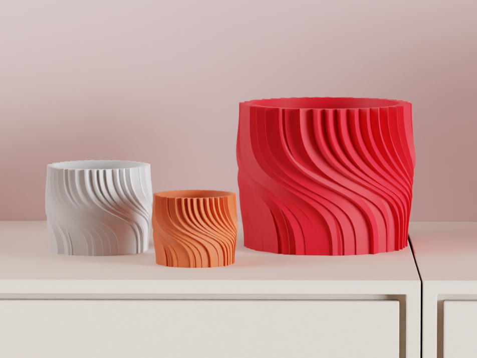 Planter Pot, Twisted Spiral Succulent Holder, Contemporary Minimalist Desk Organizer