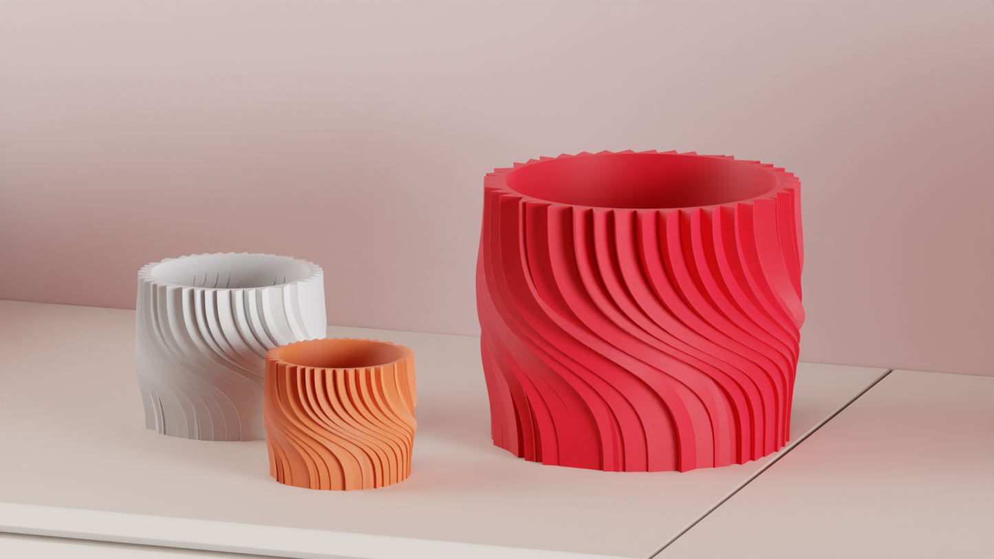 Planter Pot, Twisted Spiral Succulent Holder, Contemporary Minimalist Desk Organizer