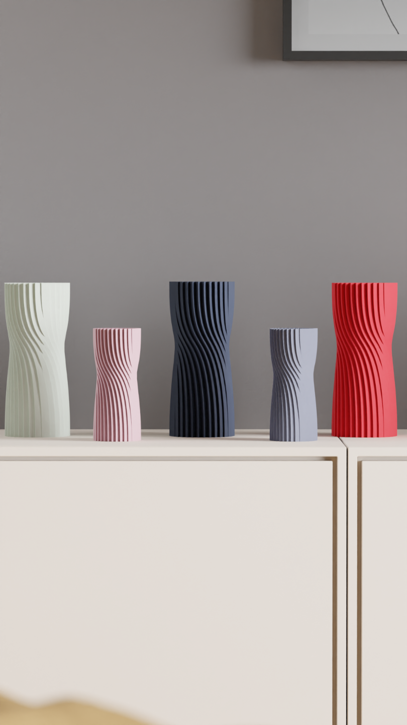 Nordic Style Minimalist Vase, Twist Motion Tabletop Vessel, Contemporary Workspace Pen Organizer, Sculpture Accent