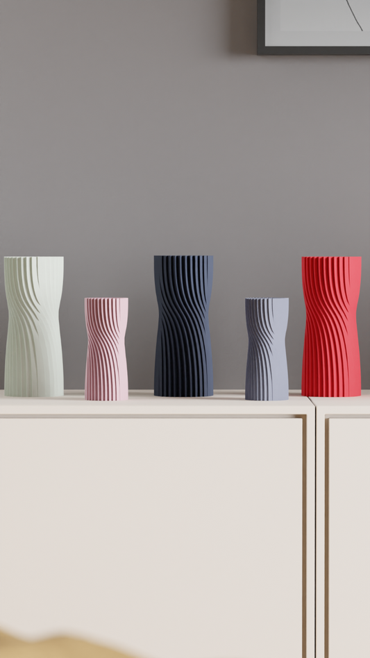 Nordic Style Minimalist Vase, Twist Motion Tabletop Vessel, Contemporary Workspace Pen Organizer, Sculpture Accent