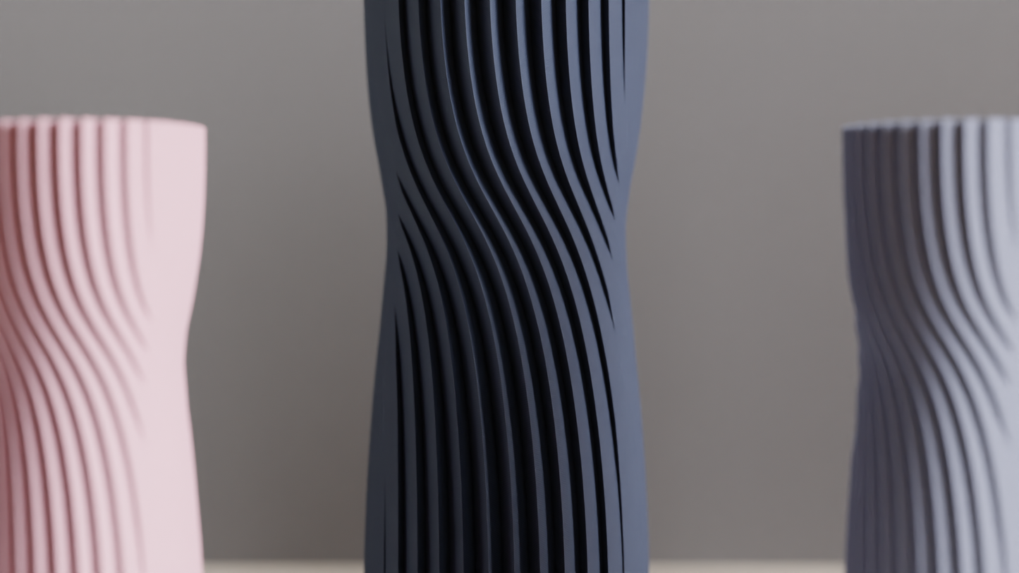 Nordic Style Minimalist Vase, Twist Motion Tabletop Vessel, Contemporary Workspace Pen Organizer, Sculpture Accent