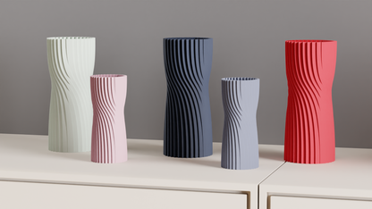 Nordic Style Minimalist Vase, Twist Motion Tabletop Vessel, Contemporary Workspace Pen Organizer, Sculpture Accent