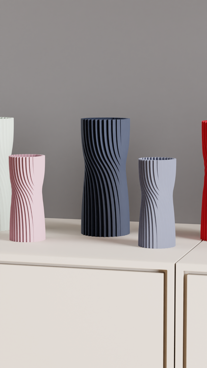 Nordic Style Minimalist Vase, Twist Motion Tabletop Vessel, Contemporary Workspace Pen Organizer, Sculpture Accent