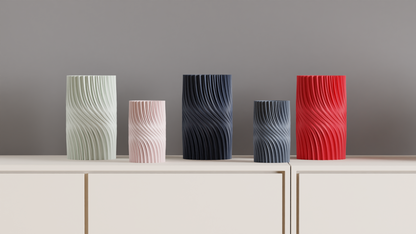 Nordic Style Wave Pattern Porcelainesque Vase, Stylish Spiral Ribbed Sculptural Vessel, Modern Tabletop Statement