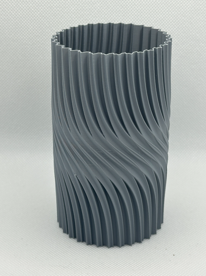 Nordic Style Wave Pattern Porcelainesque Vase, Stylish Spiral Ribbed Sculptural Vessel, Modern Tabletop Statement