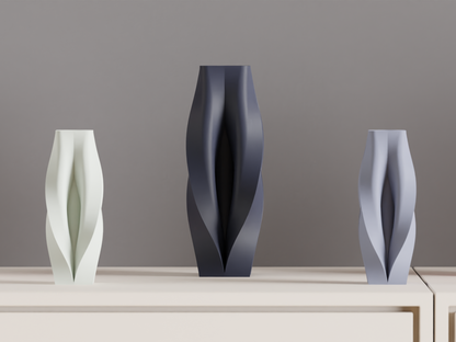 Modern Geometric Vase, Original Contemporary Organic Sculptural Tabletop Bud Vessel, Elegant Japandi Style Accent