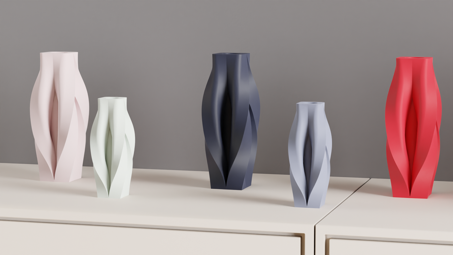 Modern Geometric Vase, Original Contemporary Organic Sculptural Tabletop Bud Vessel, Elegant Japandi Style Accent