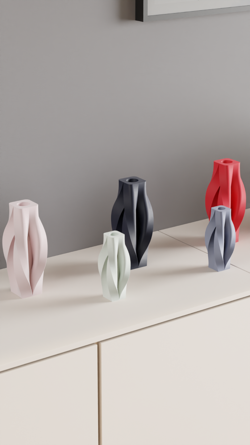 Modern Geometric Vase, Original Contemporary Organic Sculptural Tabletop Bud Vessel, Elegant Japandi Style Accent