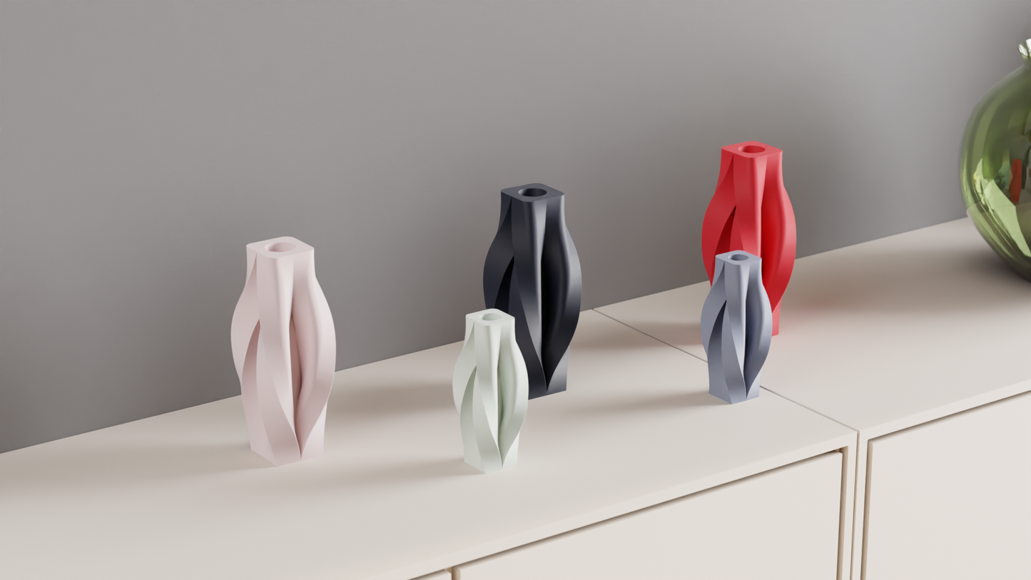 Modern Geometric Vase, Original Contemporary Organic Sculptural Tabletop Bud Vessel, Elegant Japandi Style Accent