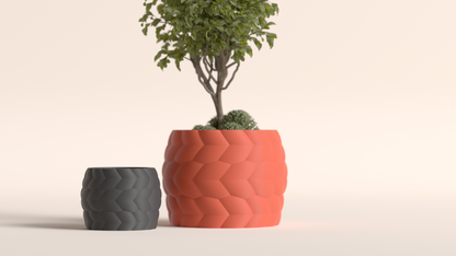 Planter Pot, Textured Braided Weave, Succulent Container, Japandi Minimalist Organizer