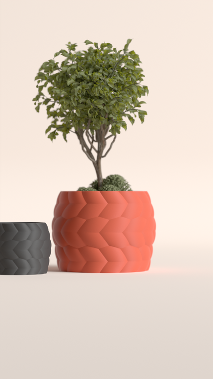 Planter Pot, Textured Braided Weave, Succulent Container, Japandi Minimalist Organizer