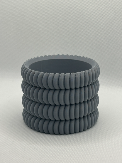 Original Artistic Planter Pot Radial Disk, Architectural Textured Indoor Holder, Modern Art Deco Minimalist