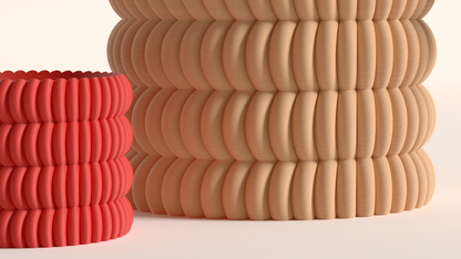 Original Artistic Planter Pot Radial Disk, Architectural Textured Indoor Holder, Modern Art Deco Minimalist