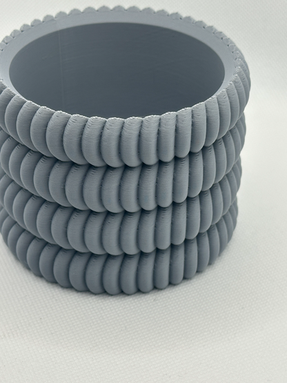 Original Artistic Planter Pot Radial Disk, Architectural Textured Indoor Holder, Modern Art Deco Minimalist