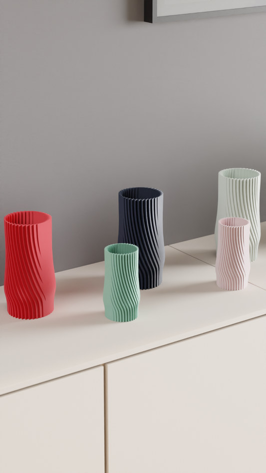 Japandi Style Modern Vase, Contemporary Twist Flow Spiral Floral Container, Elegant Minimalist Sculptural Centerpiece