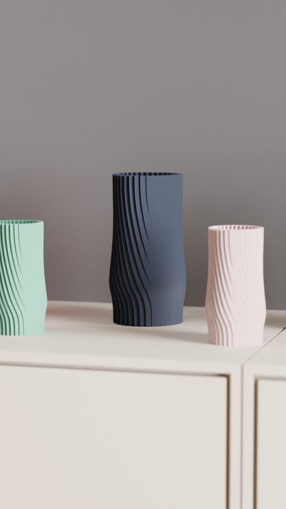 Japandi Style Modern Vase, Contemporary Twist Flow Spiral Floral Container, Elegant Minimalist Sculptural Centerpiece