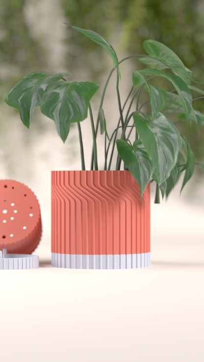 planter pot, minimalist geometric countertop vessel, selfdraining tray herb organizer