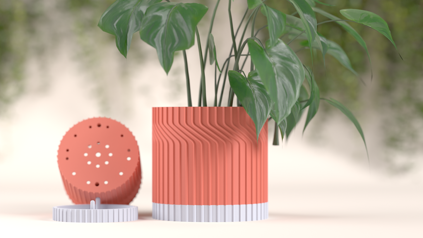 planter pot, minimalist geometric countertop vessel, selfdraining tray herb organizer