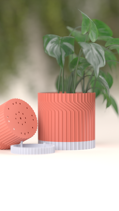 planter pot, minimalist geometric countertop vessel, selfdraining tray herb organizer